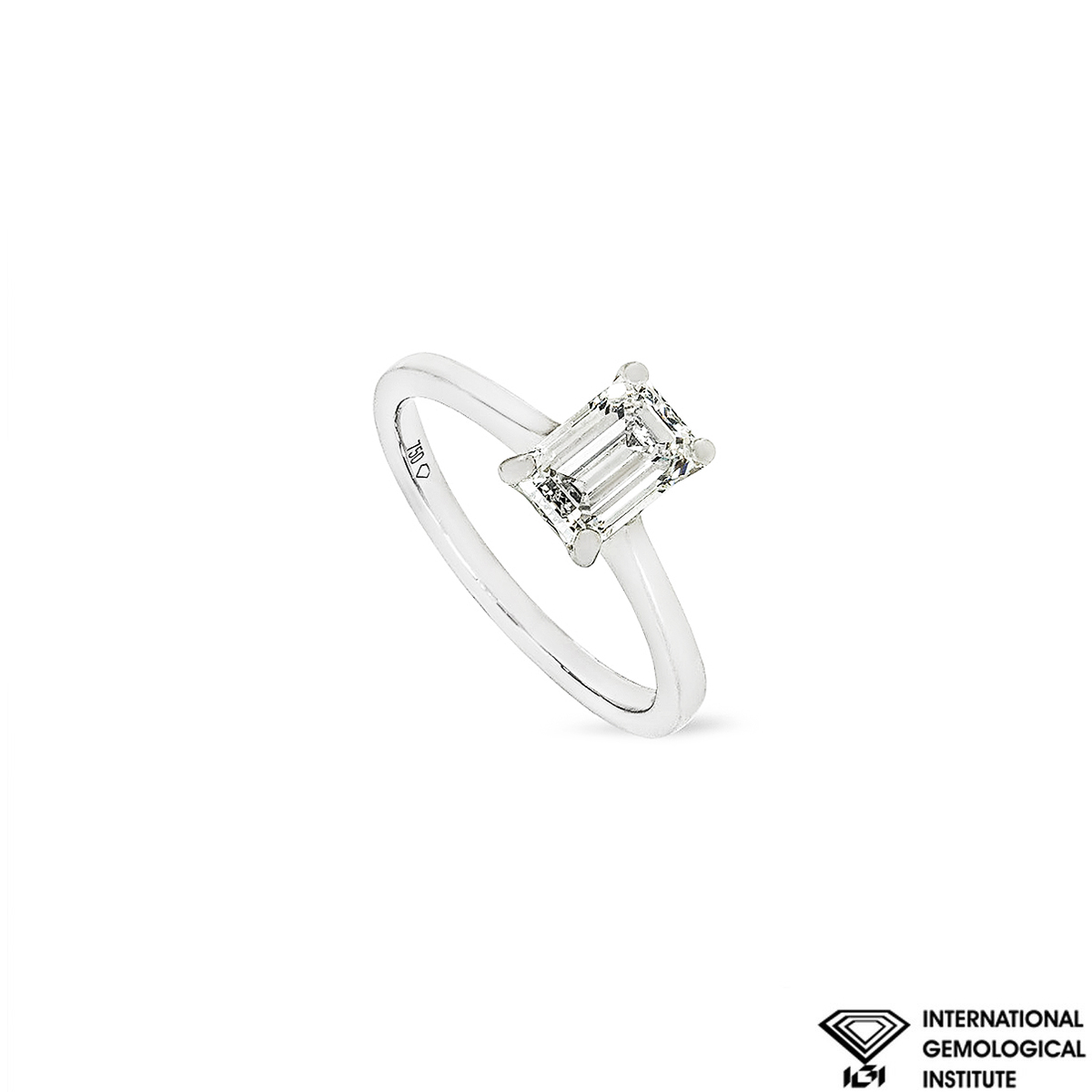 White Gold Emerald Cut Lab Grown Diamond Ring 1.21ct F/VS2